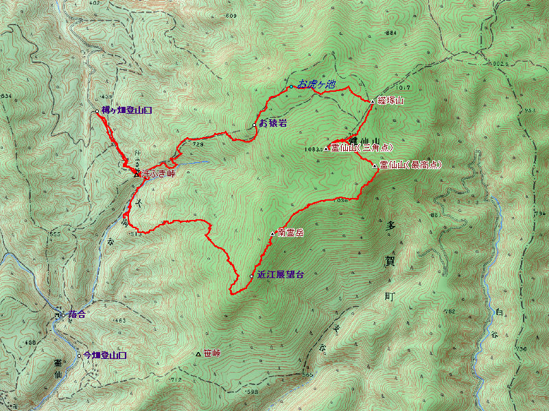 霊仙山の地図