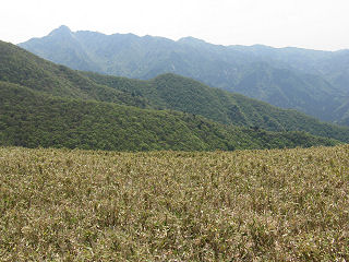奥の畑峠付近より鎌ヶ岳を望む。