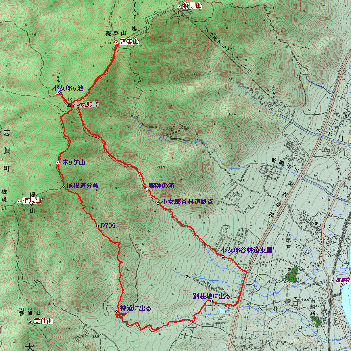 蓬莱山、ホッケ山の地図