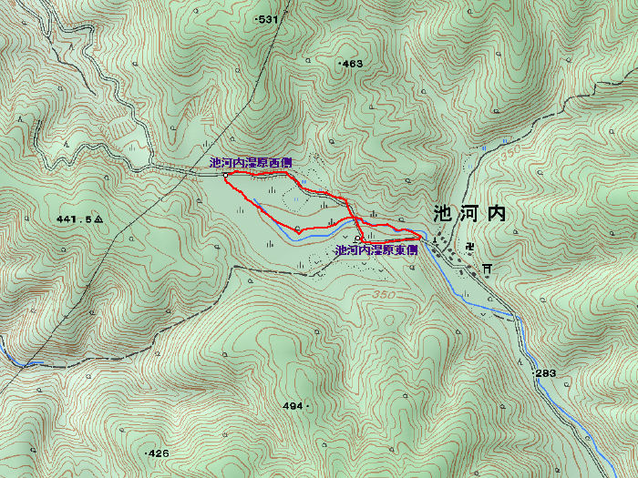 池河内湿原の地図
